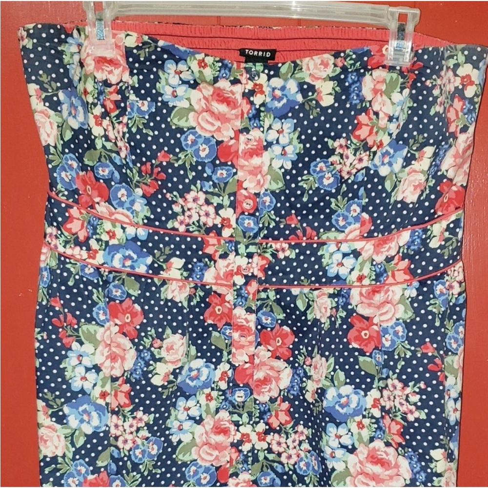 torrid Navy Floral Strapless Dress - Picture 2 of 7